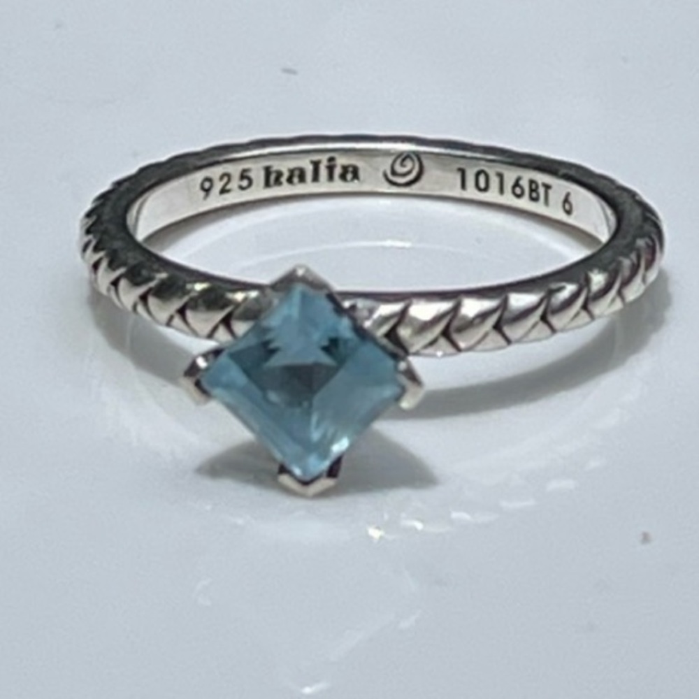 925 Halia Princess Cut Blue Topaz Ring